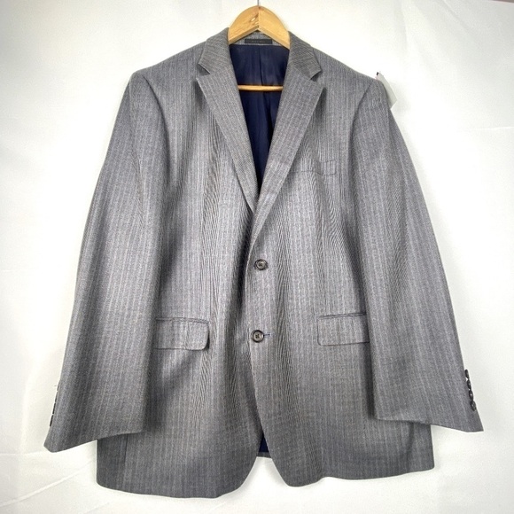 Lauren Ralph Lauren Blazer Men's 42R Blue Gray Silk/wool Plaid Single Breasted - Picture 1 of 15